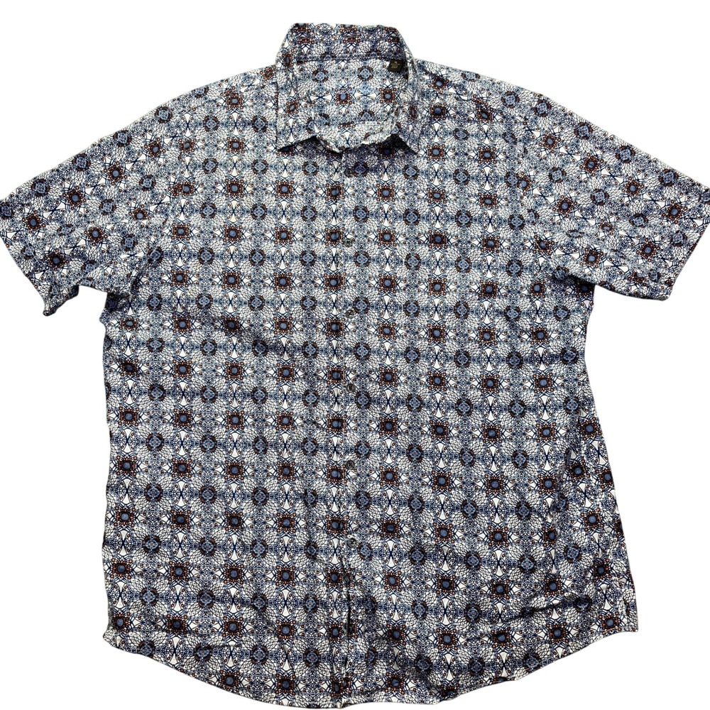 Tasso Elba Floral Print Button Up Short Sleeve Casual Shirt XL Boho Summer‎